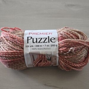 Premier Puzzle Yarn in Coral and Tan Color is Kickball Bulky 5 Weight NEW